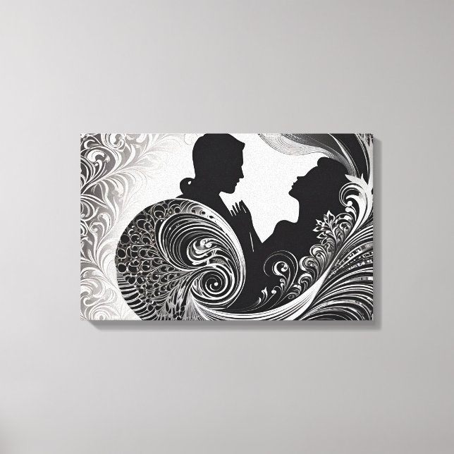 Toile Entouré à Forever : Noir & Blanc Kiss Art (Recto)