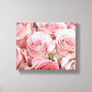 Toile enveloppée de roses roses