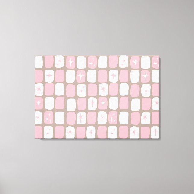 Toile Enveloppée de Starbursts Roses Rétro (Recto)
