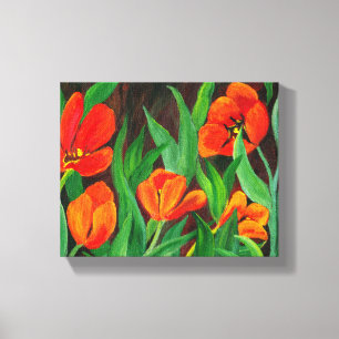 Toile enveloppée de tulipes rouges