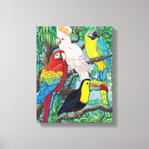 Toile enveloppée d'oiseaux tropicaux