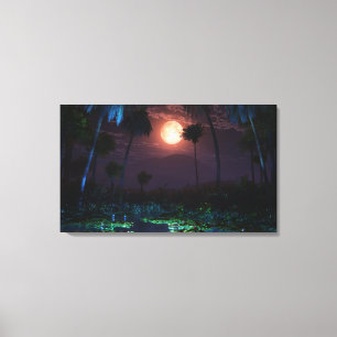 Toile enveloppée éclairée par la lune d'oasis