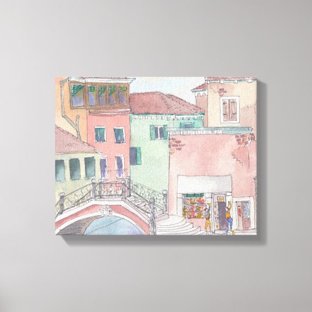 Toile enveloppée "Esquisse aquarelle/Venise Italie (Recto)