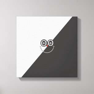 Toile Enveloppée face de sourire noir et blanc