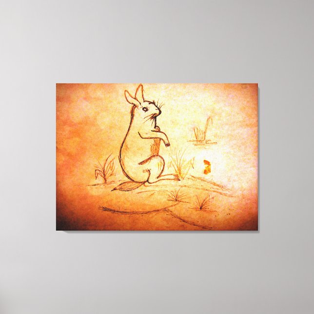 Toile enveloppée : lapin dans le désert pour amour (Recto)