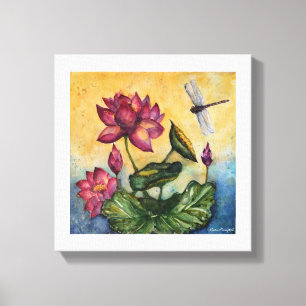 Toile enveloppée par copie d'aquarelle de Lotus d