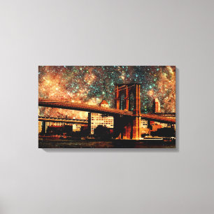 Toile enveloppée par pont de Brookyn de nuit