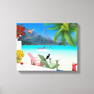 Toile enveloppée par scène tropicale de plage