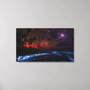 Toile enveloppée par tombée de la nuit
