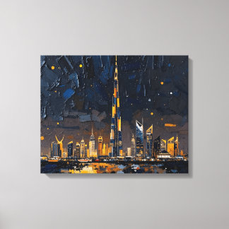 Toile enveloppée Premium Dubai Skyline | Ville mod