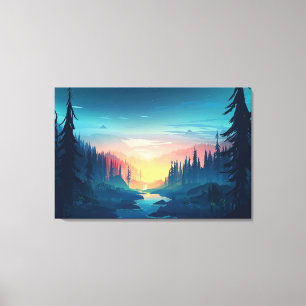 Toile enveloppée Premium Sunset Forest (Gloss)