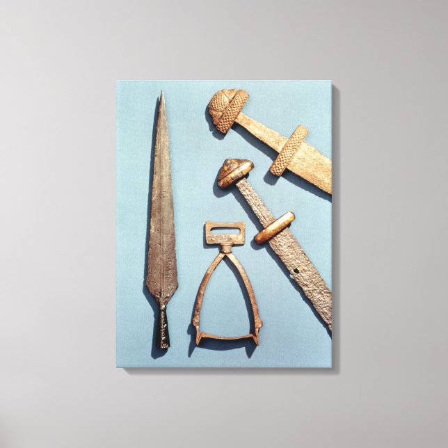 Toile Épées viking, étrier et tête de fil (Recto)