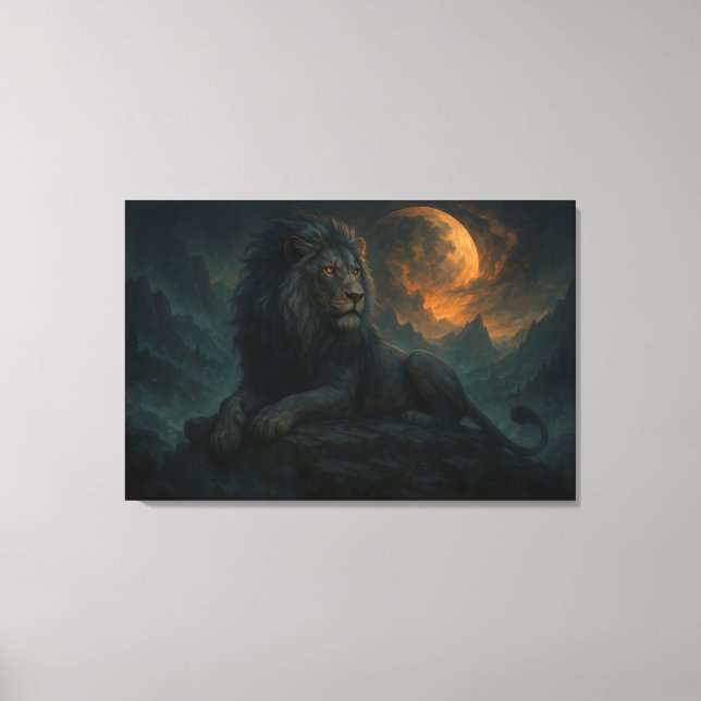 Toile Epic Moonlit Lion – Celestial Mountain Guardian –  (Recto)