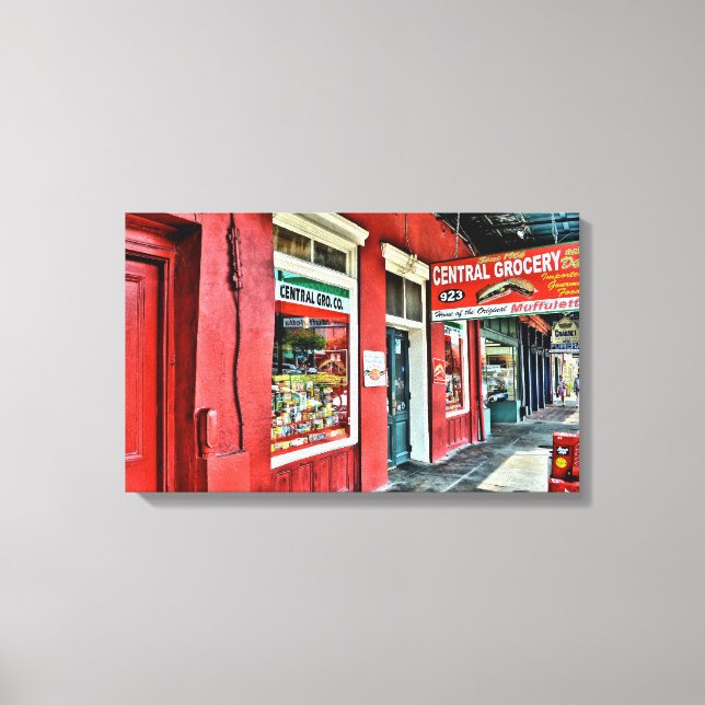 Toile Épicerie centrale dans le quartier français (Recto)