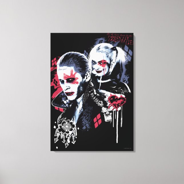 Toile Équipe de suicide | Graffiti peint Joker & Harley (Recto)