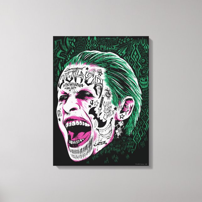 Toile Équipe de suicide | Rire Joker Head Sketch (Recto)