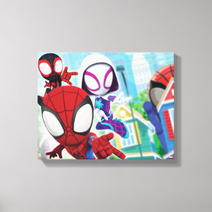 Toile Équipe Spidey Se Balançant Dans La Ville
