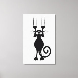 Toile Éraflure mignonne de chat noir de bande dessinée