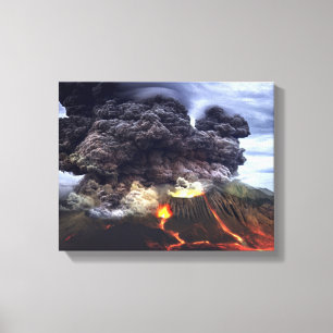 Toile Éruption du volcan sur la montagne