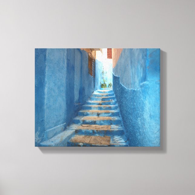 Toile Escalier bleu étroit au Maroc (Recto)