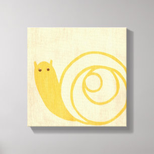Toile Escargot jaune sur Arrière - plan crème