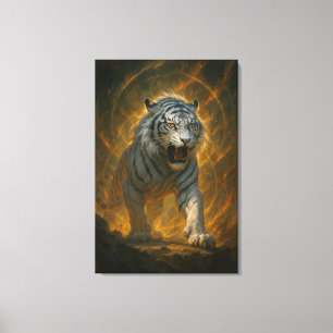 Toile Esprit de Glace Tigre Blanc – Gardien Mystique du