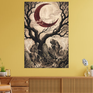 Toile Esprits Jikininki sous la lune de sang