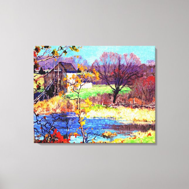 Toile Étang à Old Lyme, Connecticut, peinture d'art, (Recto)