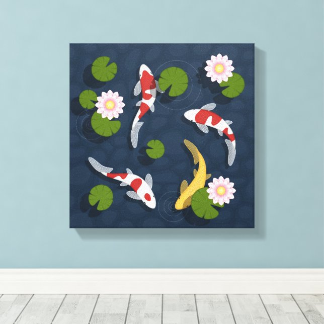 Toile Étang japonais de poissons Koi (Insitu (Plancher de Bois))