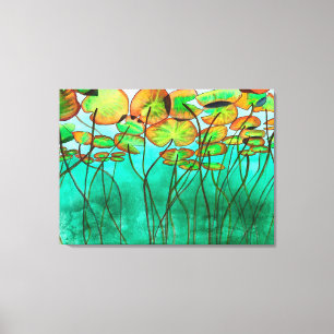 Toile étang vert serein avec lilypads