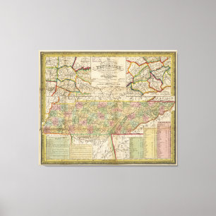 Toile État de la carte de Tennessee (1851)