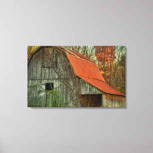 Toile États-Unis, Indiana. paysage rural, grange recouve