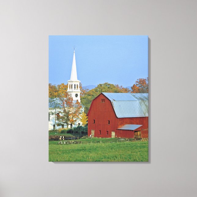 Toile États-Unis, Vermont, Peacham. Une grange rouge et  (Recto)