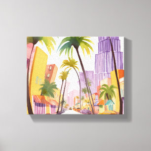 Toile Été de South Beach Aquarelle de rue de Miami