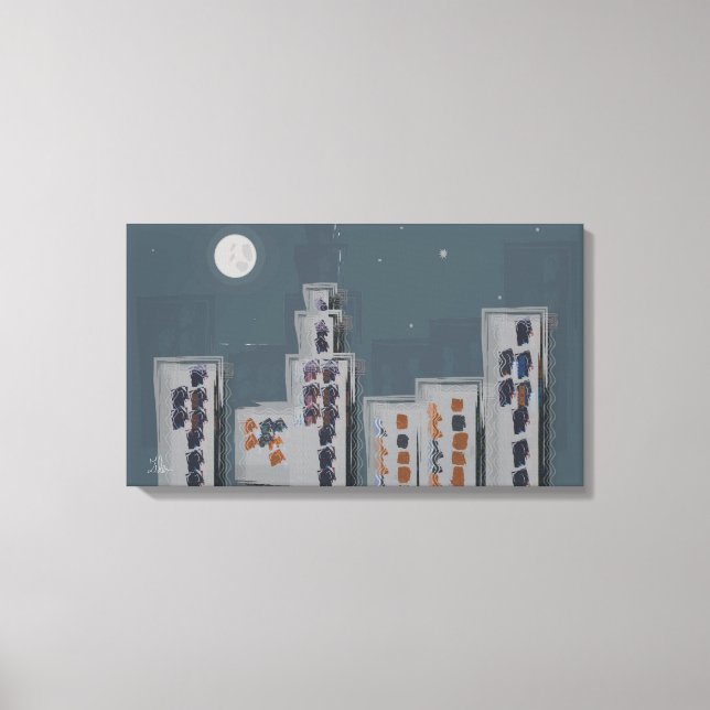 Toile Étendue De La Nuit De La Ville (Recto)