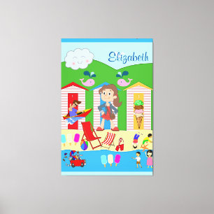 Toile Étendue Imprimer Plage Été Amusant