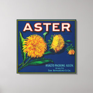 Toile Étiquette de caisse d'agrume de marque d'aster