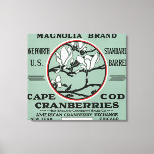 Toile Étiquette de canneberge de marque de magnolia de