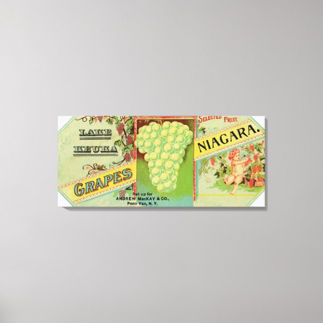 Toile Étiquette des raisins du lac Keuka Niagara (Recto)