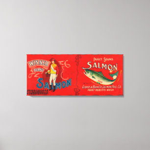 Toile Étiquette saumoné de marque de gagnant