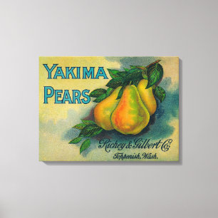 Toile ÉtiquetteToppenish de Yakima Pears, WA