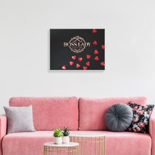 Toile étirée avec cœurs de femme patronne