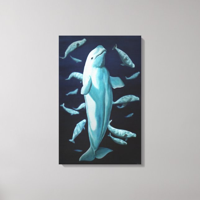 Toile étirée Beluga Baleines Art Imprimer (Recto)