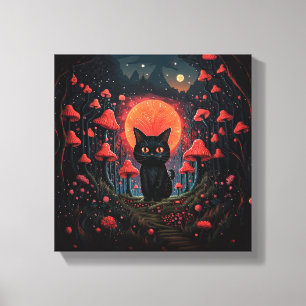 Toile étirée de chat de champignons Whimsical Impr