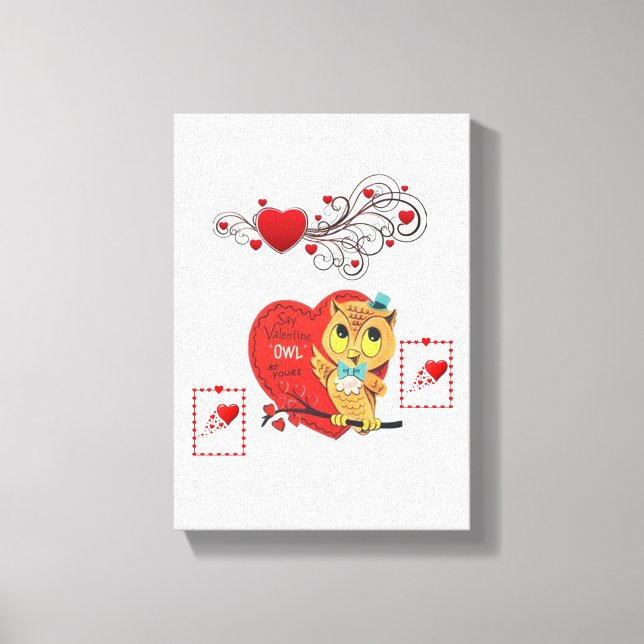 Toile étirée Imprimer Chouette Vintage Saint Valen (Recto)