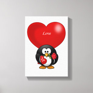 Toile étirée Imprimer Penguin de Saint-Valentin