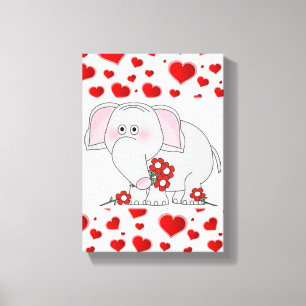Toile étirée Imprimer Saint Valentin Eléphant