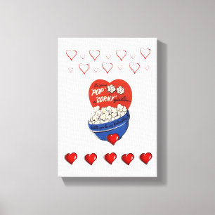 Toile étirée Imprimer Saint Valentin Popcorn