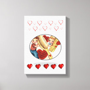 toile étirée Imprimer Saint Valentin Vintage