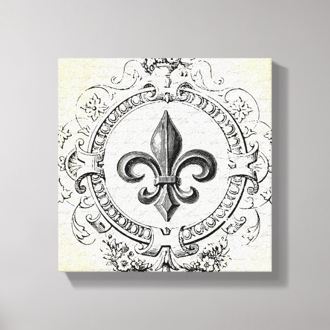 Toile étirée vintage Fleur de Lis (Recto)